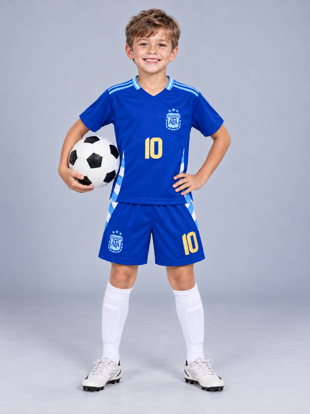 Kids Argentina Messi #10 Blue Soccer Youth Jersey & Shorts Set  Boys Girls