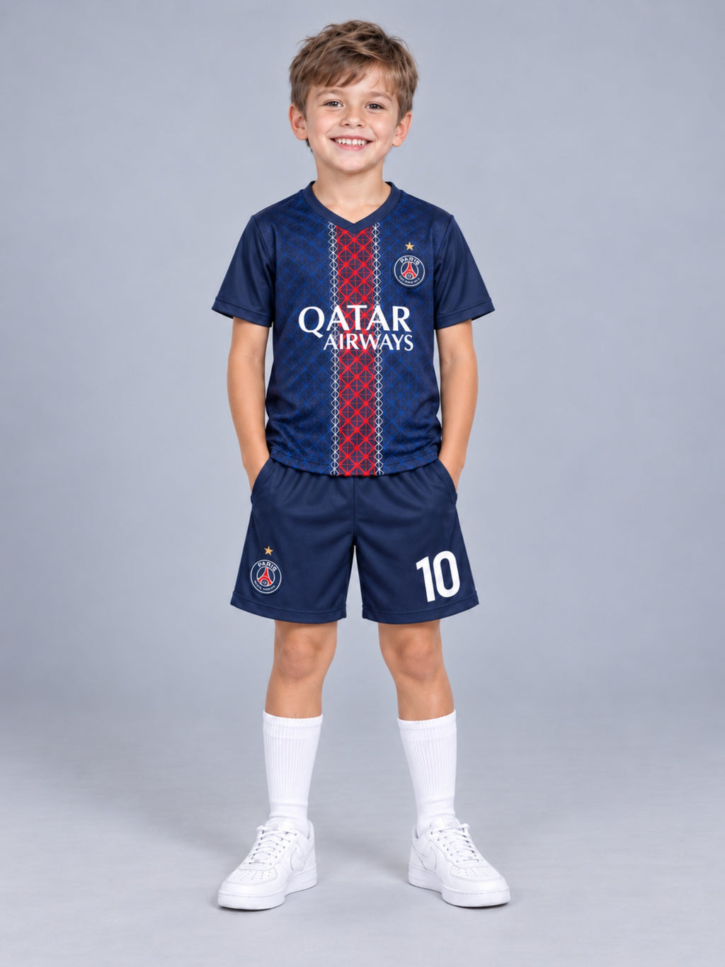 Kids PSG Dembele #10 Navy Soccer Jersey & Shorts Set Youth Boys Girls Paris Saint Germain