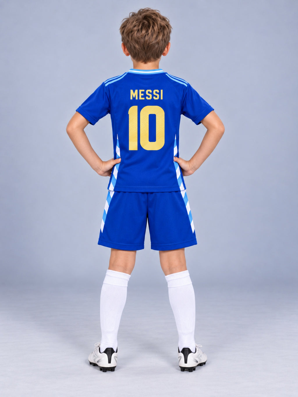 Kids Argentina Messi #10 Blue Soccer Youth Jersey & Shorts Set  Boys Girls